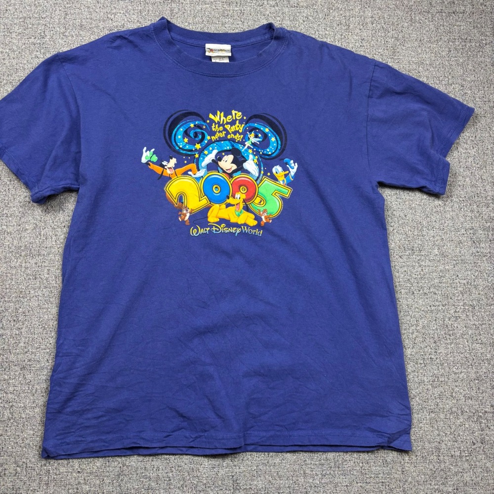 Vintage Walt Disney World 2005 Mickey Mouse Blue T-Shirt Mens Large Unisex Tee
